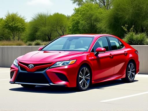 2020 Toyota Camry in bright red parked outdoors
